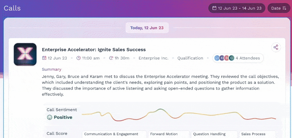 Insights List with Call Score