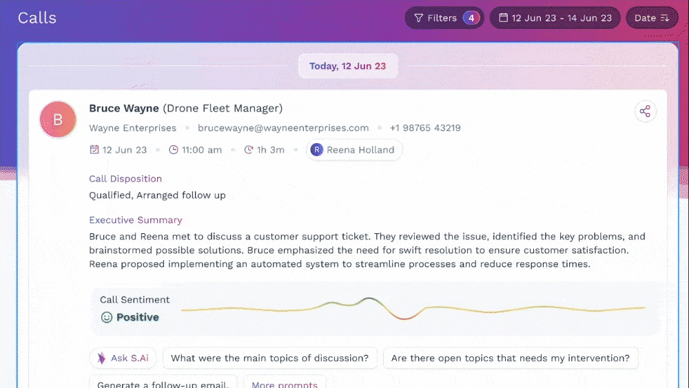 Insight UI without Call Score