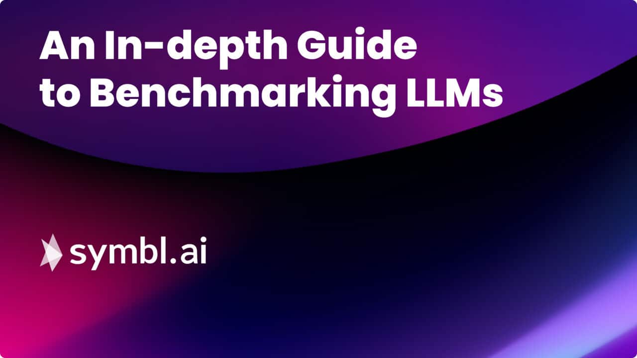 Purple and black blog cover for An In-depth Guide to Benchmarking LLMs