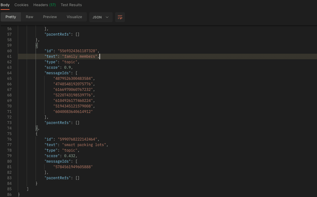 Topics API Challenge Screenshot